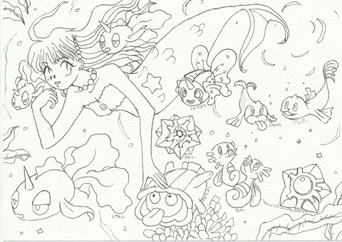 カスミ&カスミポケモンぬりえ