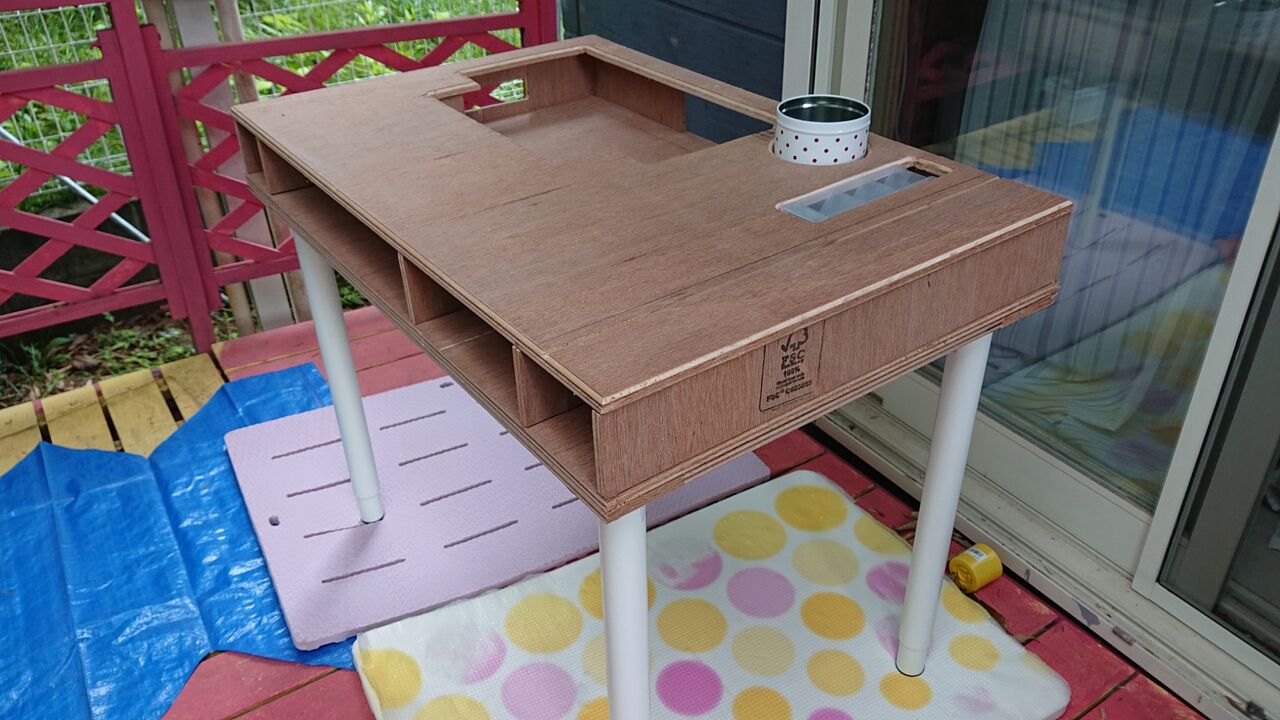 埋め込みミシン台をDIY8・手作りテーブルにイケアの脚 伸縮式 OLOV 