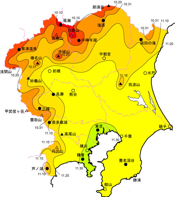 紅葉の見ごろはいつ 計算式で求める チーム森田の 天気で斬る