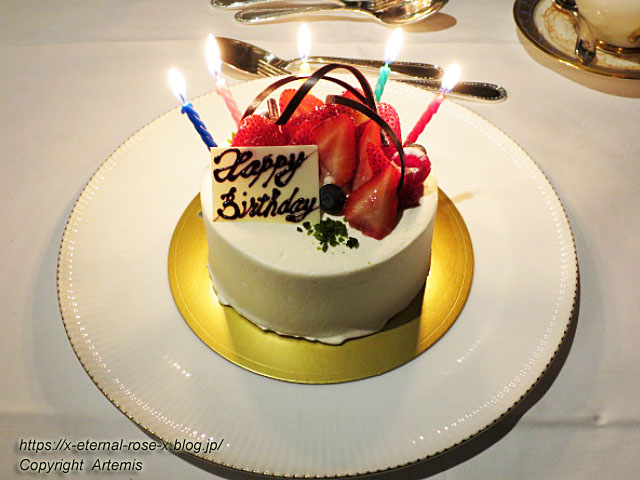 フランス料理 Prix D Or プリドール ディナー 栗のバシュラン バースデーケーキ 18 Eternal Rose エターナルローズ