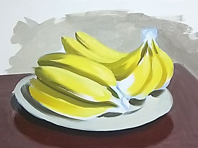 油絵 静物画 バナナ ドローイング 油絵 静物画 バナナ ドローイング