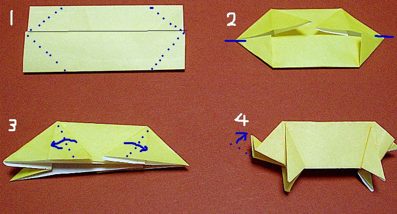 折り紙 ブタとワニの折り方 永遠の破片