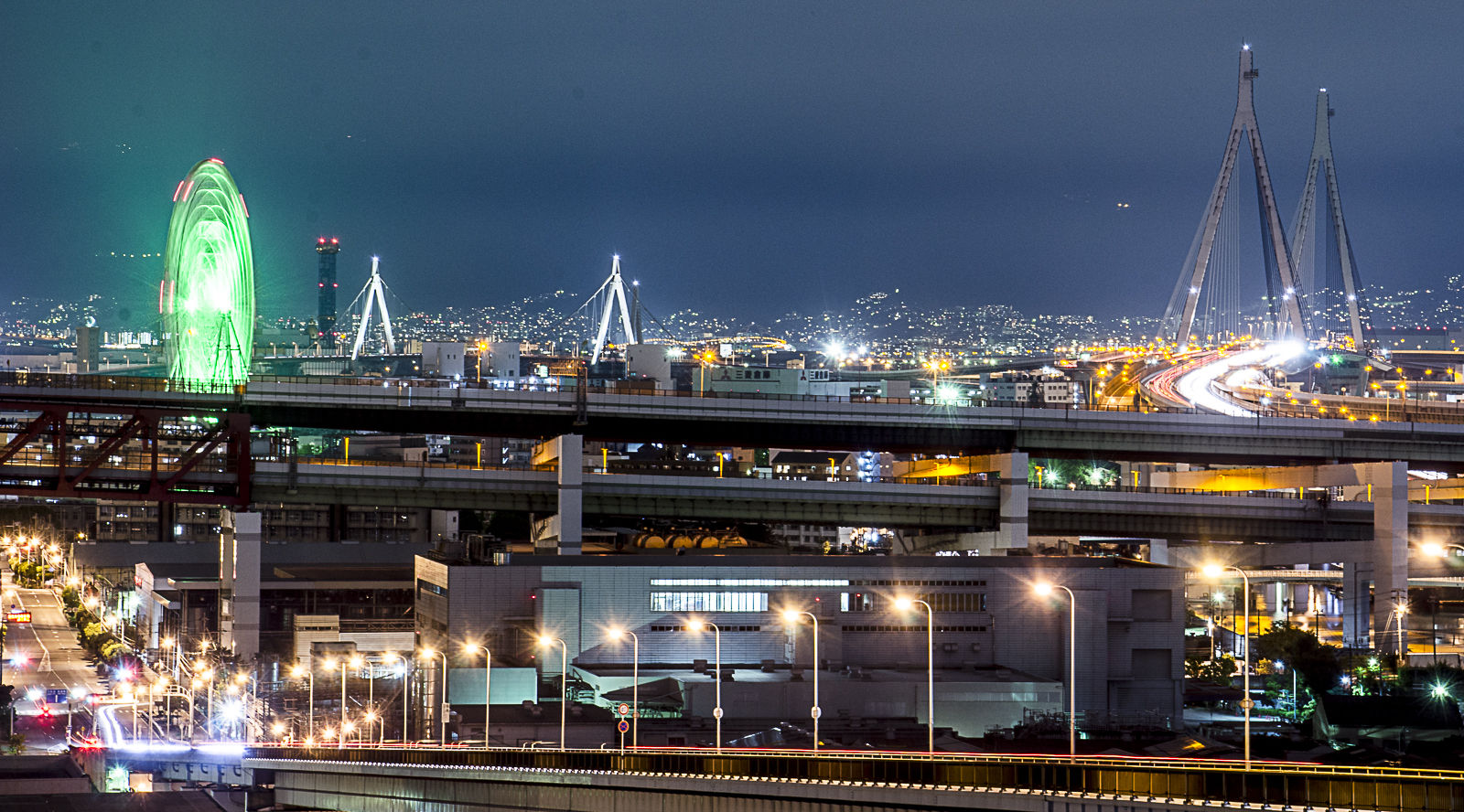 なみはや大橋の夜景 Usj方面 Y 14 写真撮影紀