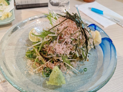 カンパチと水菜のゴマ和え