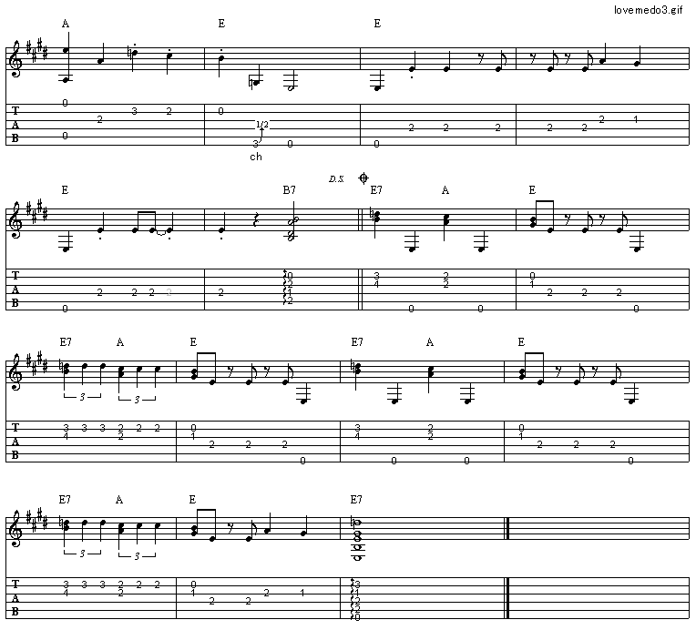 Love Me Do The Beatles ギター弾き語りタブ譜 : ギター弾き語り