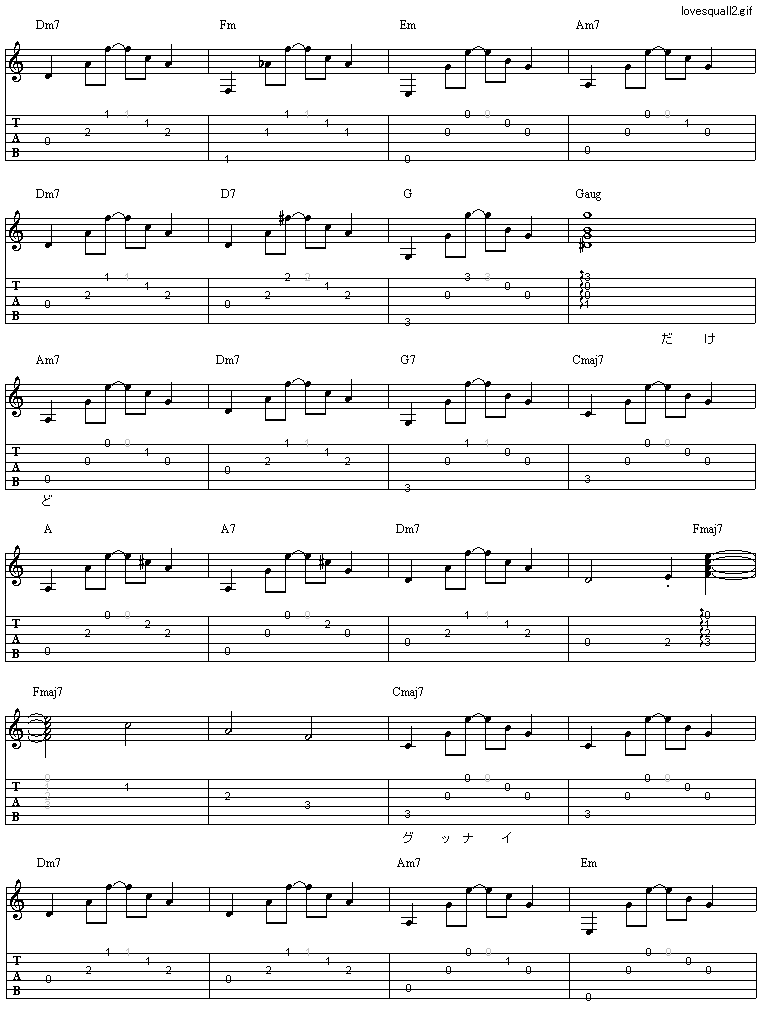 Love Squall ルパン三世ed ギター弾き語りタブ譜 ギター弾き語りタブ譜など