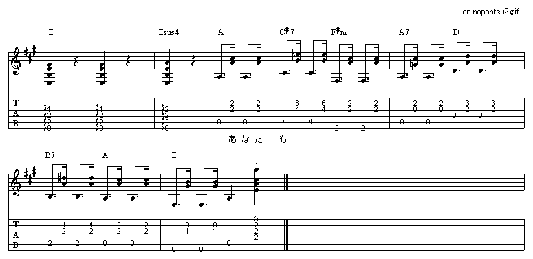 おにのパンツ フニクリ フニクラ ギター弾き語りタブ譜 ギター弾き語りタブ譜など