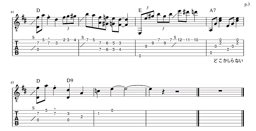 失恋ブルース 憂歌団 ギター弾き語りタブ譜 : ギター弾き語り