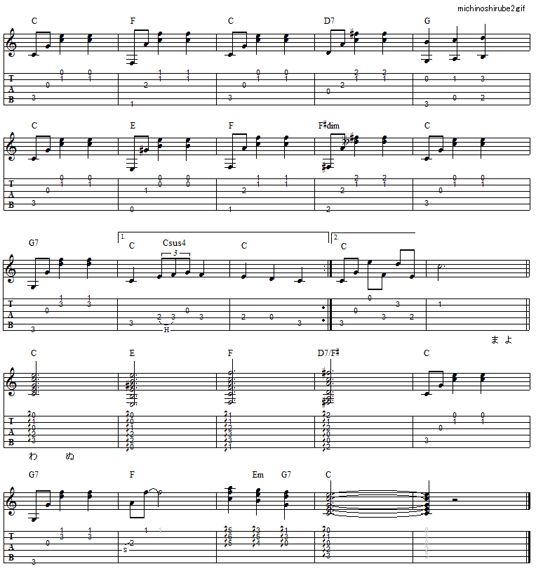 道の標べに ハンバートハンバート ギター弾き語りタブ譜 ギター弾き語りタブ譜など