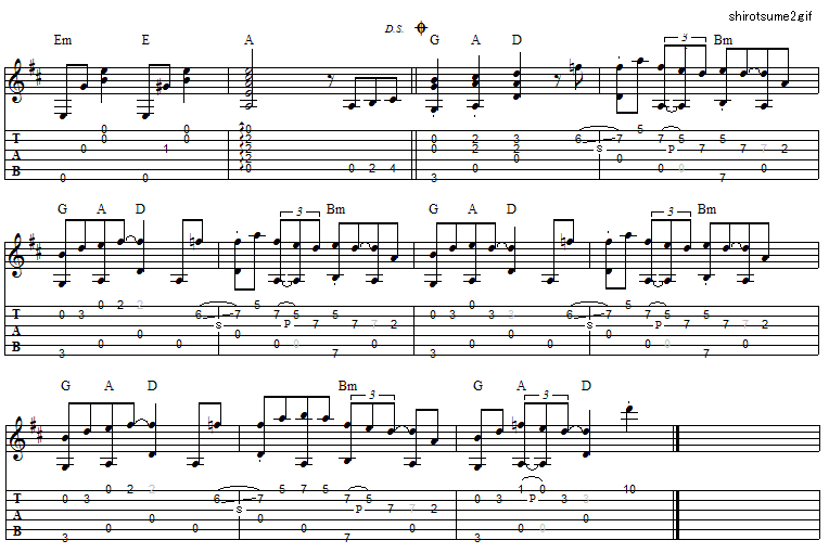 しろつめくさ ハンバート ハンバート ギター弾き語りタブ譜 : ギター