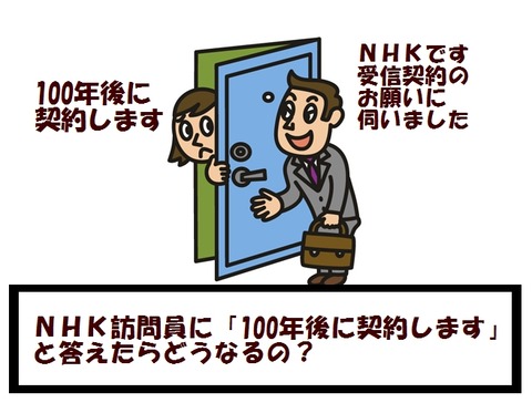 nhk訪問員に 100年後に契約します と答えたらどうなるの 初心者にも分かるnhk訪問員撃退マニュアル nhk集金人被害を防ぐ100の方法 nhkからネット民を守る会 nhk訪問員に 100年後に契約します と答えたらどうなるの 初心者にも分かるnhk訪問員撃退マニュアル nhk集金人被害を防ぐ100の方法 nhkからネット民を守る会