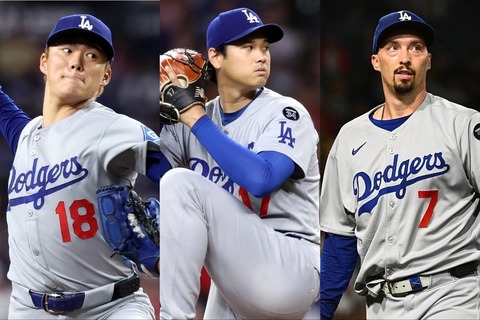 【最強トリオ】スネル 7回9奪三振2失点、山本 6.2回9奪三振2失点、大谷 6回9奪三振3失点