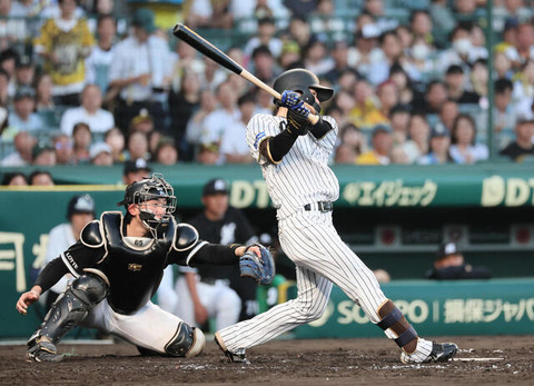 復活した阪神中野（.299 0 16）　出塁率.377（セリーグ1位）　四球29（セリーグ1位）