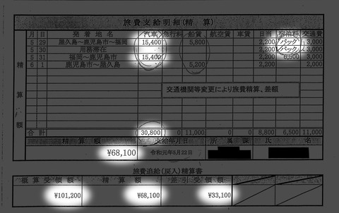 職員A）精算書２-1