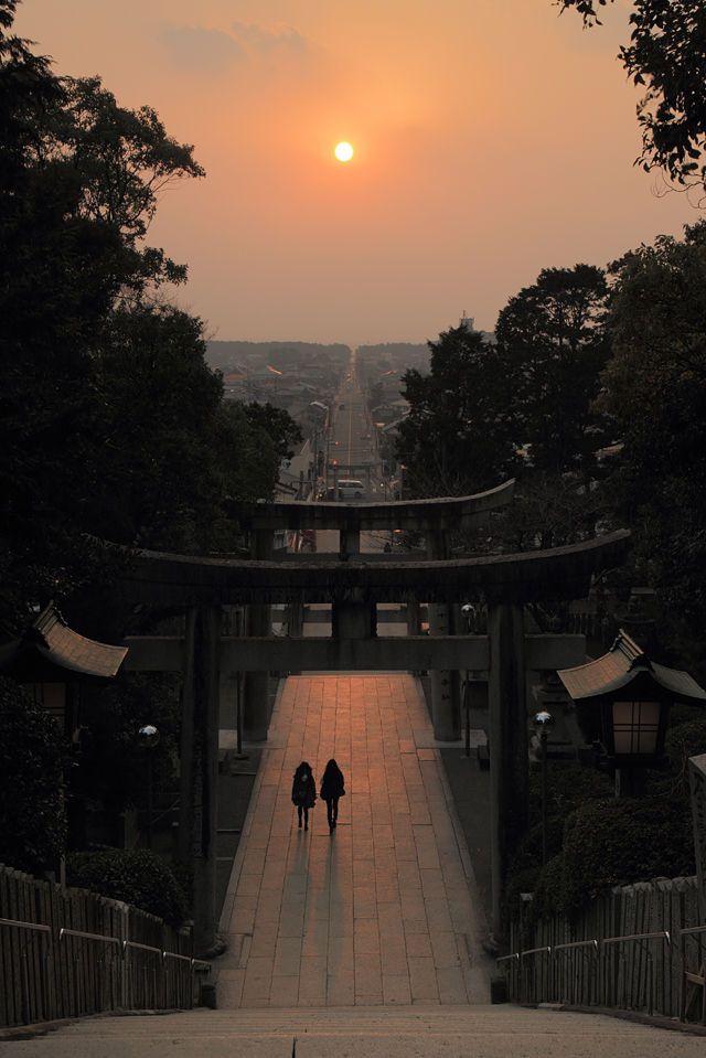 宮地嶽神社の夕陽