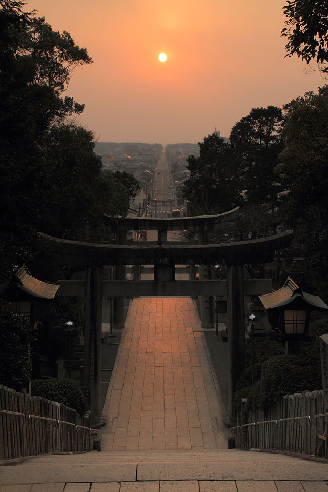 宮地嶽神社の夕陽