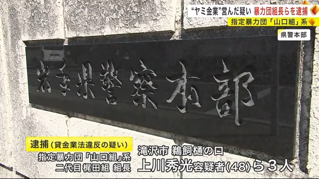 “ヤミ金業”営んだ疑い 暴力団組長らを逮捕 指定暴力団山口組系