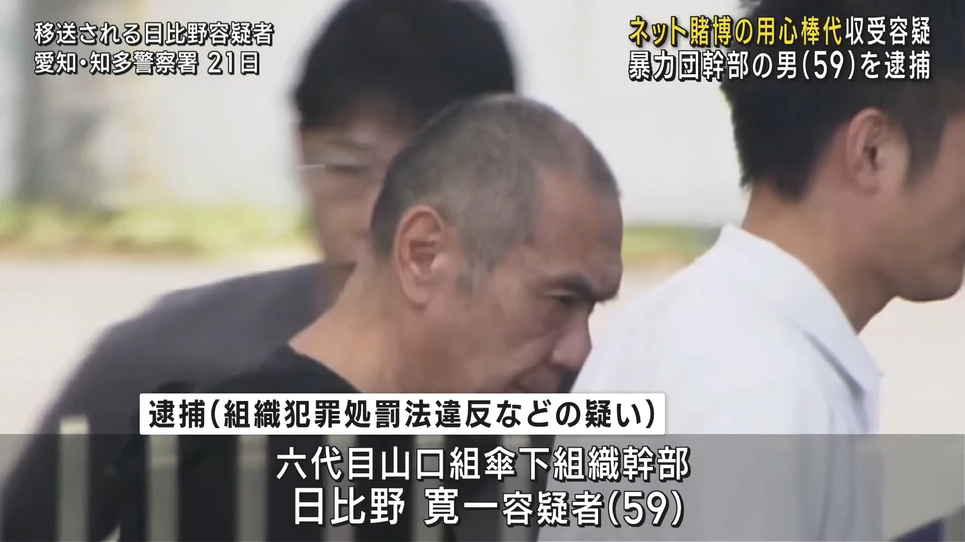 インターネット上の賭博場から用心棒代を受けを取った疑い　六代目山口組傘下組織幹部の男（59）を逮捕t