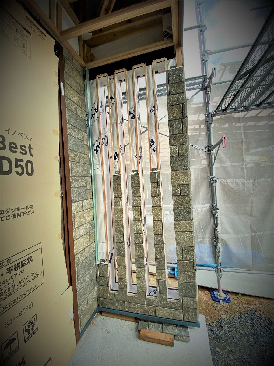 気楽な独り言 玄関ポーチ袖壁サイディング貼り