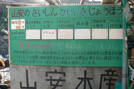 浦村牡蠣の安心安全看板