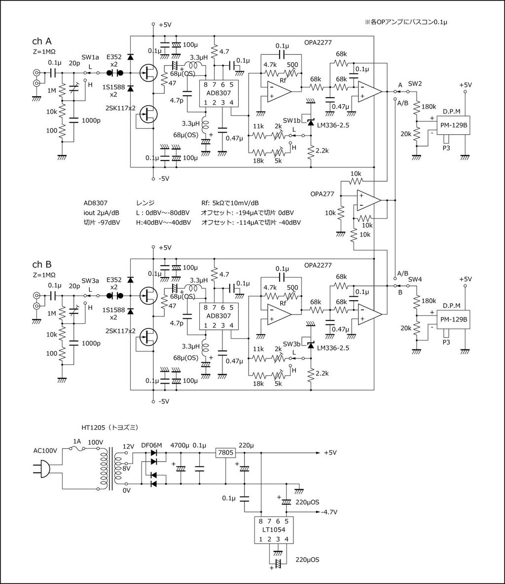レベルメータ（１） 設計 : のんびり自作オーディオ