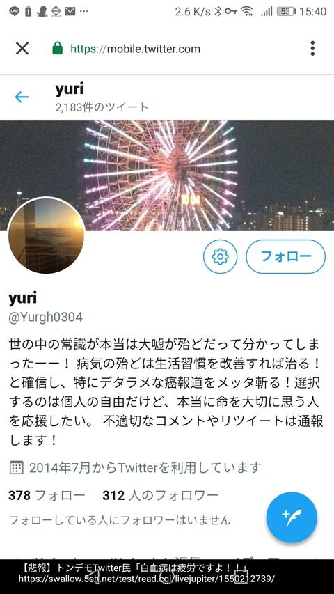 狂気 トンデモtwitter民 白血病の原因は疲労ですよ 結果ｗｗｗｗｗｗ Newsまとめもりー 2chまとめブログ 2ch雑談 議論