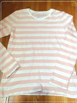 無印 Tシャツ ボーダー ピンク