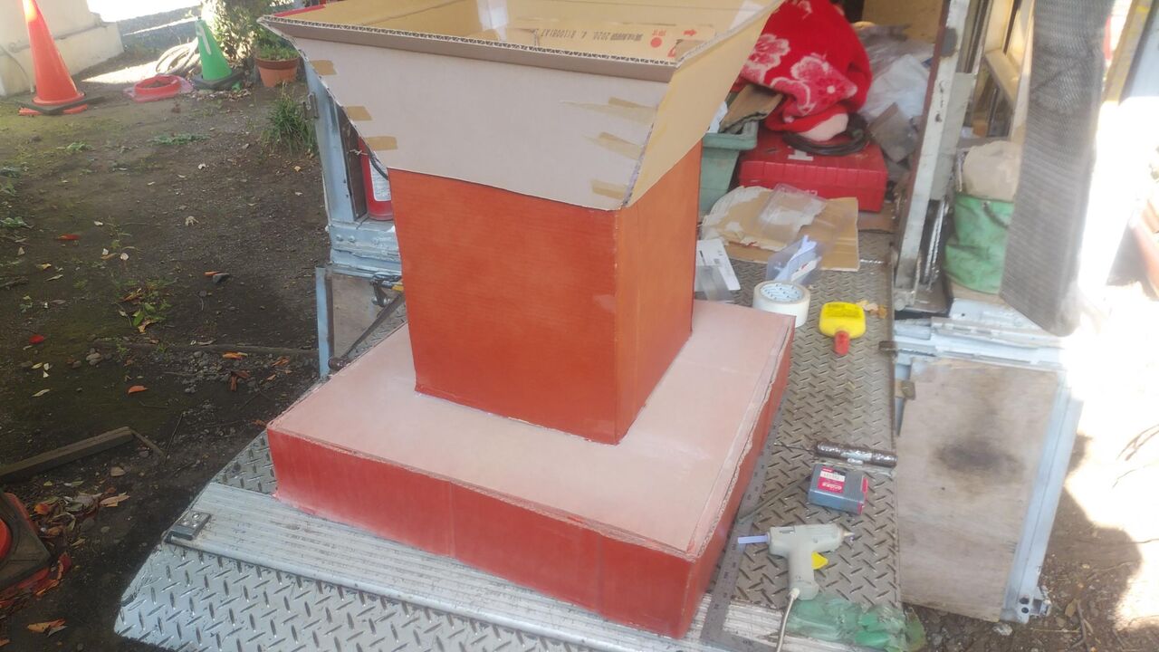段ボール神輿の制作 お祭好きの電気屋 岡電のブログ