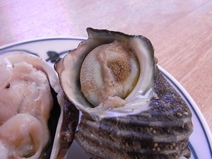 焼き上がったさざえのアップ