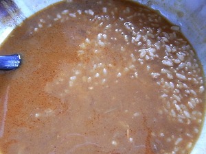 民宿食堂おふくろのカツカレーミックスラーメンの麺を食べ終えたところ