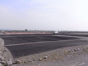 桜えびの天日干し場 富士山の方向