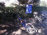 三脚を載せたレンタル自転車