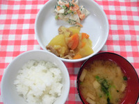 8.28 ごはん みそ汁 肉じゃが かぶとツナのサラダ