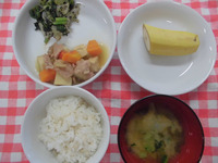 9.30 麦ごはん 和え バナナ
