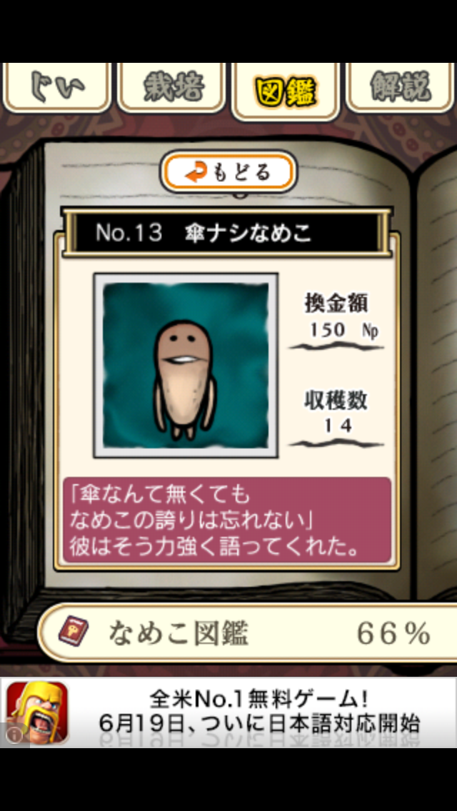 なめこ栽培キット なめこ図鑑 No 13 傘ナシなめこ スマホポスト
