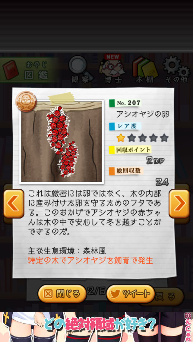 おやじ観察キット おやじ種lv2図鑑 No 7 アシオヤジの卵 スマホポスト