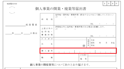 個人事業の開業・廃業等届出書