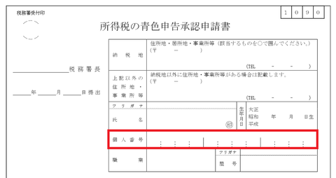 所得税の青色申告承認申請書