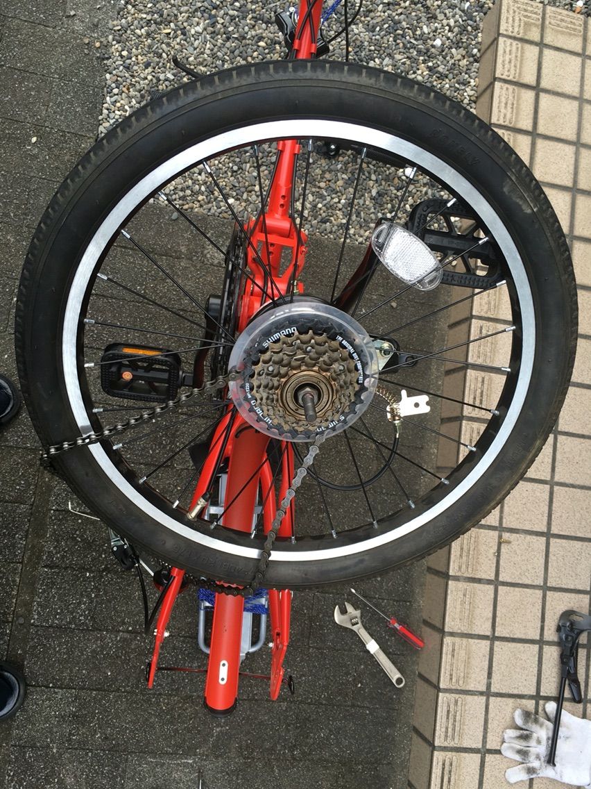 自転車チェーン 外れ 変速ギア 内側
