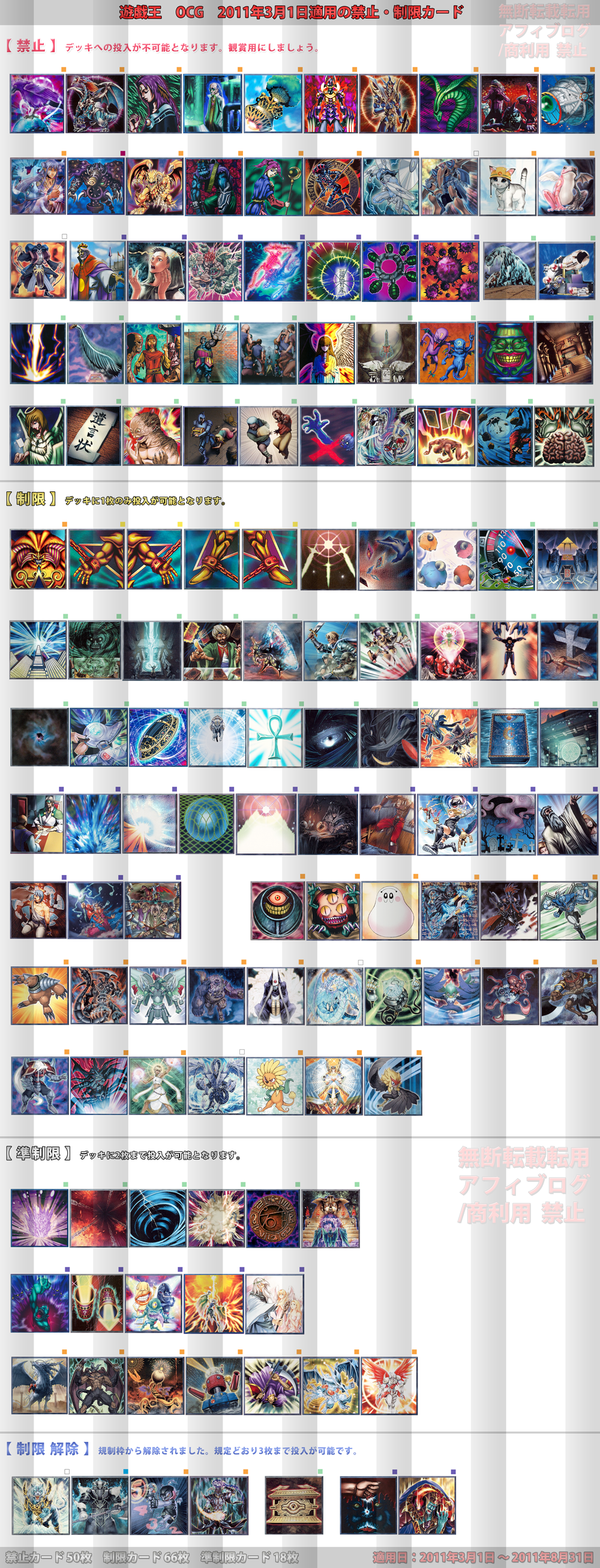 11年3月1日適用 遊戯王 Ocg 禁止 制限 リミットレギュレーション 11年3月1日適用 遊戯王 Ocg 禁止 制限 リミットレギュレーション
