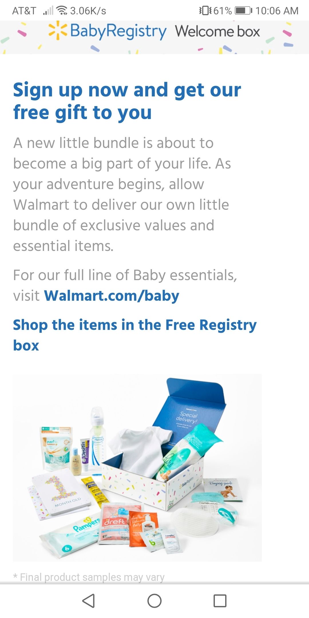 Walmartのbaby resistry box受け取った higeaisuの日々