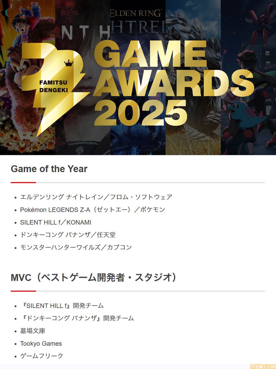 ファミ通ゲームアワード大賞候補が決定