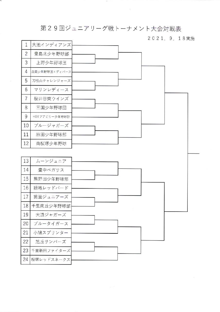 第39回ジュニアリーグ戦トーナメント大会の対戦表 : ynnakamuraのblog