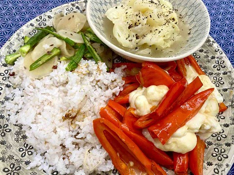 手作業脱穀米でアシュラム風ごはん