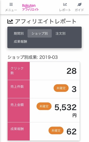 3月のアフィリエイト