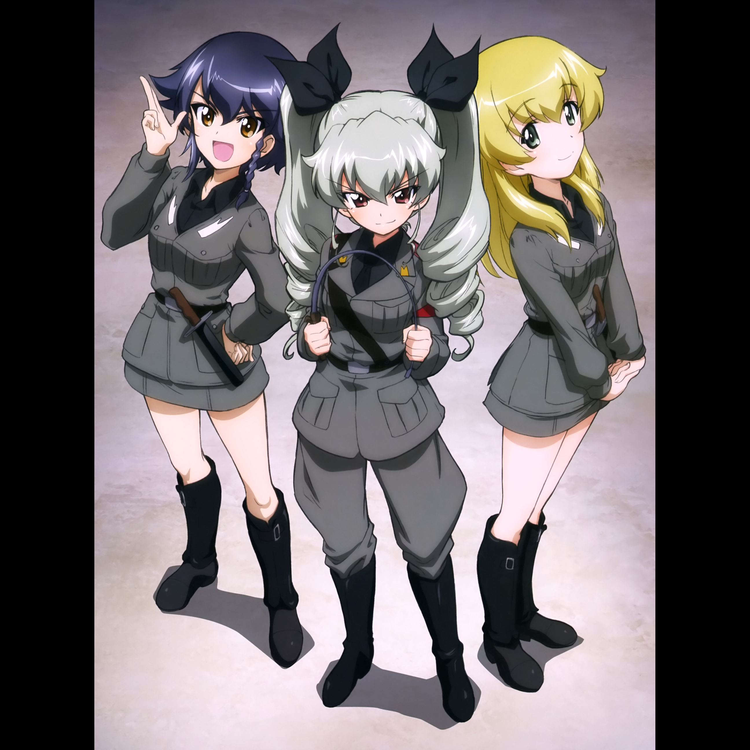 ガルパン アンツィオ高校 軍服姿のアンチョビ ペパロニ カルパッチョ Iphone用あり 画像 壁紙 002 ガールズ パンツァー F N