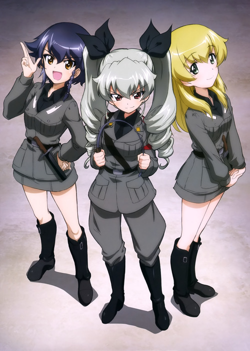 ガールズ&パンツァー ガルパン　アンチョビ・安斎千代美　ペパロニ　カルパッチョ　アンツィオ高校　軍服　4k　画像　壁紙