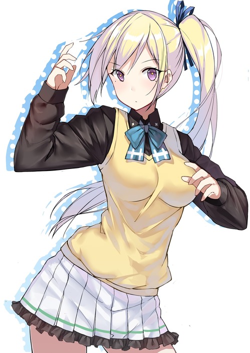 無彩限(むさいげん)のファントムワールド 川神舞(かわかみまい) 制服 ポニーテール 画像 壁紙