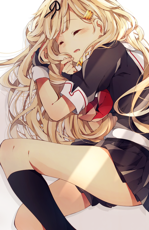 艦隊これくしょん 艦これ 眠っている夕立改ニ ほっぺ ふとももエロ 画像 壁紙