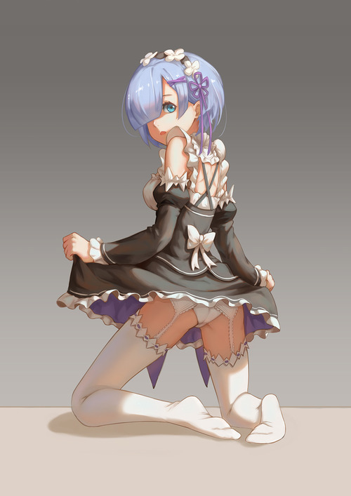 リゼロ Reゼロから始める異世界生活 レム ラム かわいい 双子 姉妹 メイド服 白ニーソ・ガーターベルト パンチラ 1113 1574 画像 壁紙